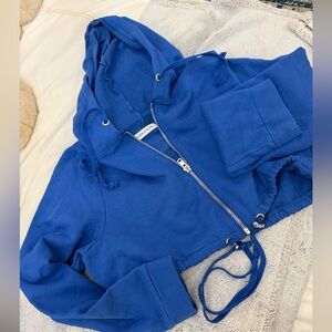 Danielle Guizio Blue Zip-Up Hoodie